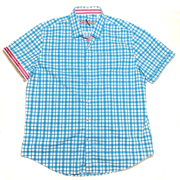 Robert Graham Geometric Check Print Colorful Short Sleeve Shirt $178